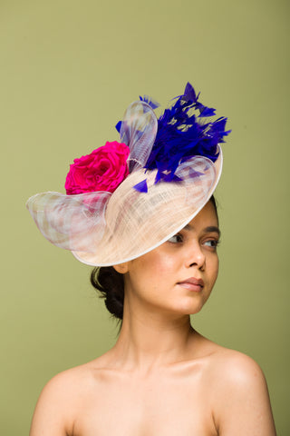 Feather Fascinator With Color Pop (Erica)