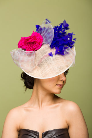 Feather Fascinator With Color Pop (Erica)