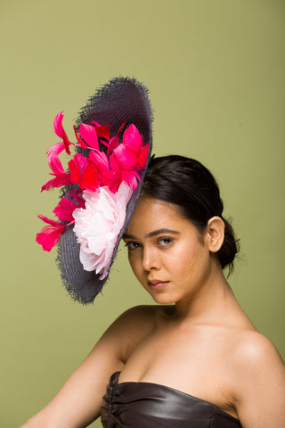 Parisisal Fascinator With Fresh Colors (Midnight Bloom)