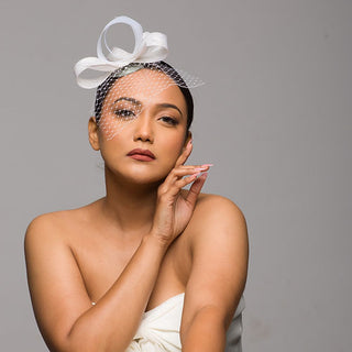Holly- white minimal headpiece for the modern bride