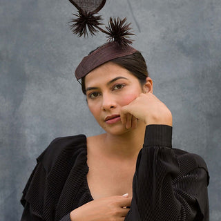 Oliver- brown fascinator with flowers