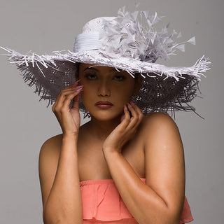Straw Sun Hat With Lilac Trims And Fringe (Dottyback)