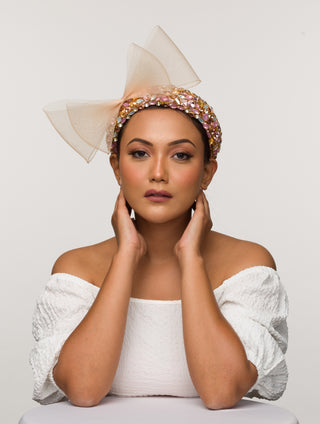 Rose gold glass rhinestone jewel headband (Everly)