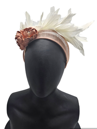 Blush Pink Fascinator With Leather Flowers (Johanna)