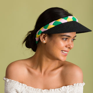 Black terry plush sun visor for beach