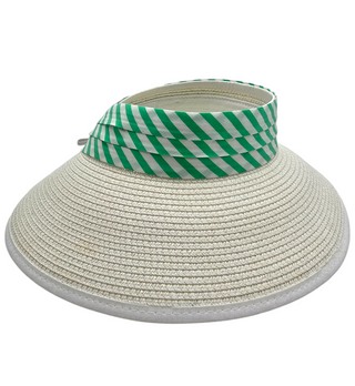 Sun Hat White and Green Visor