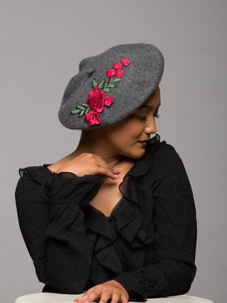 beret rose winter spring hat derby travel packable spring derby race