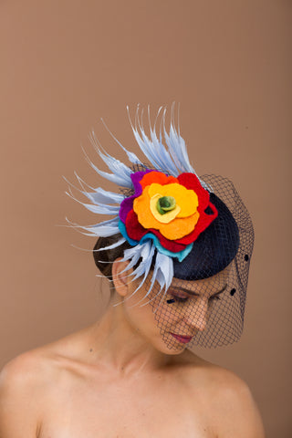 blue fascinator