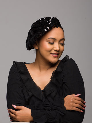 cocktail hat beret black
