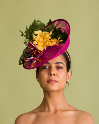 fascinator for yellow dress pastel