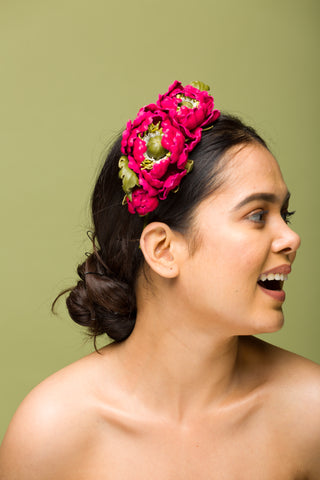 fuschia and green hairband