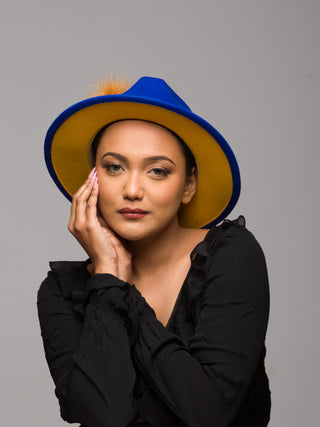 ice leopard print hat with yellow and blue colors