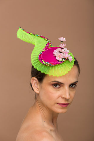 neon fascinator pink