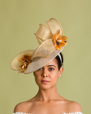 neutral tone fascinator for kentucky derby