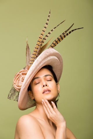 rose gold brown derby hat
